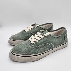 Re/Done Low Top Canvas Sneakers Faded Sage Green Size 9 NEW